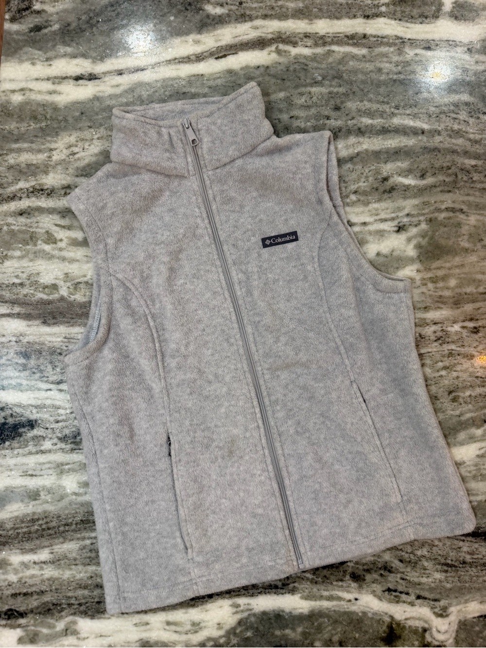 Columbia Light Gray Full-Zip Fleece Vest